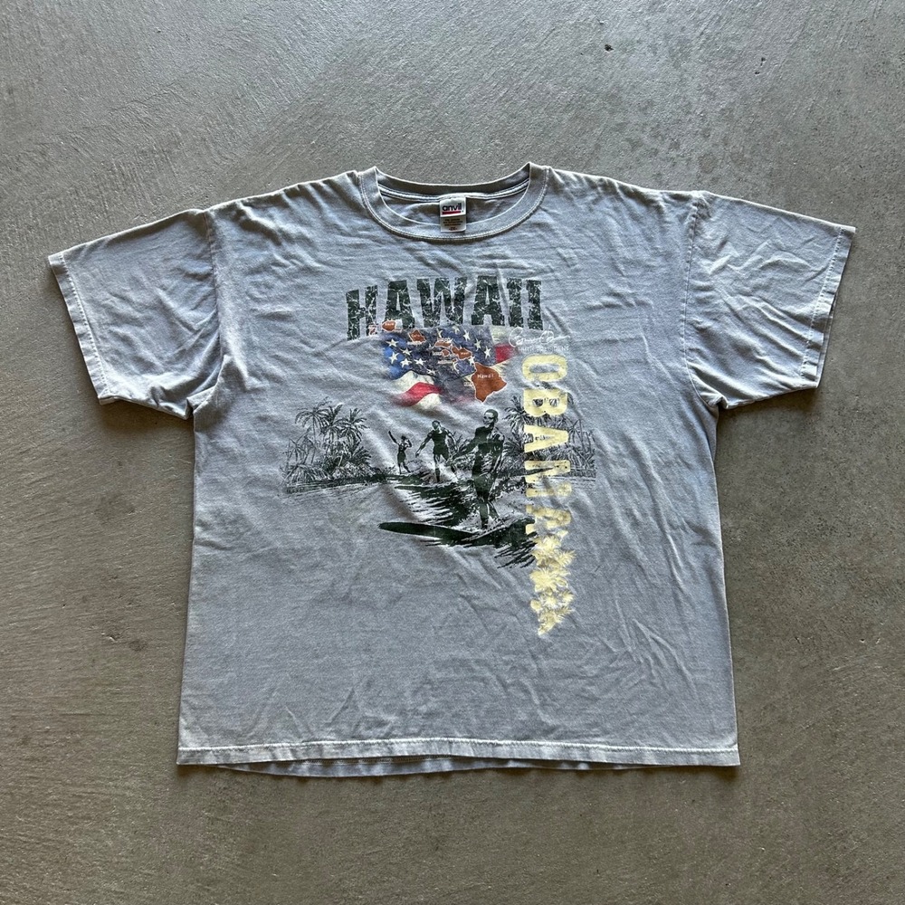 Vintage Hawaii Barack Obama Shirt Size XXL Gray Surf 2008 President Election